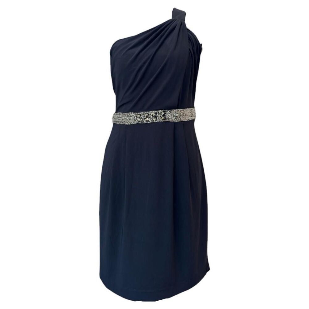 B. Darlin Black mini dress silver beaded front belt fits like s